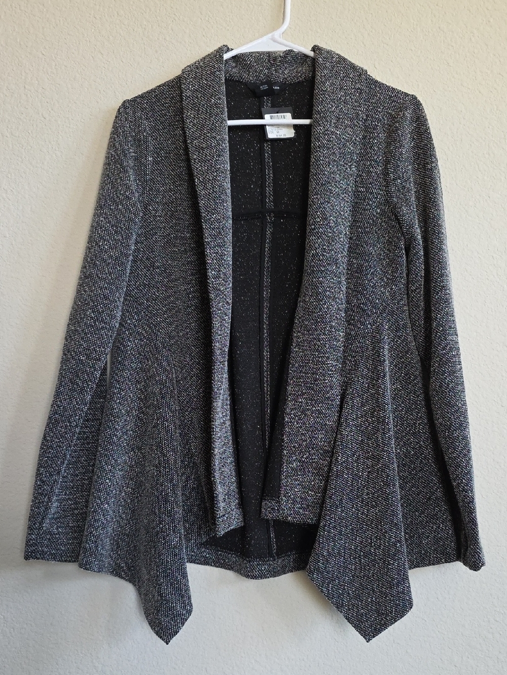 NWT Club Monaco Black White Open-Front Draped Koree Jacket Cardigan Multi Sz M